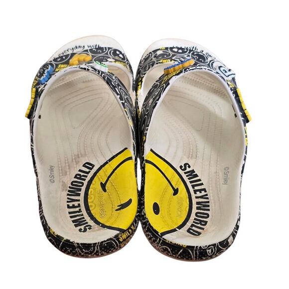 Crocs Smiley World Sandal Slide White Black Yellow Double Strap Mens Size 12 main image 8